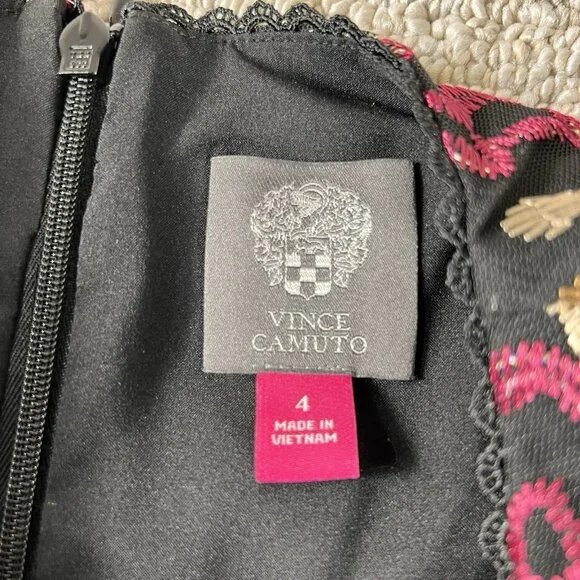 Vince Camuto Sleeveless Colorful Floral Dress Black Women’s Size 4 - Picture 11 of 16